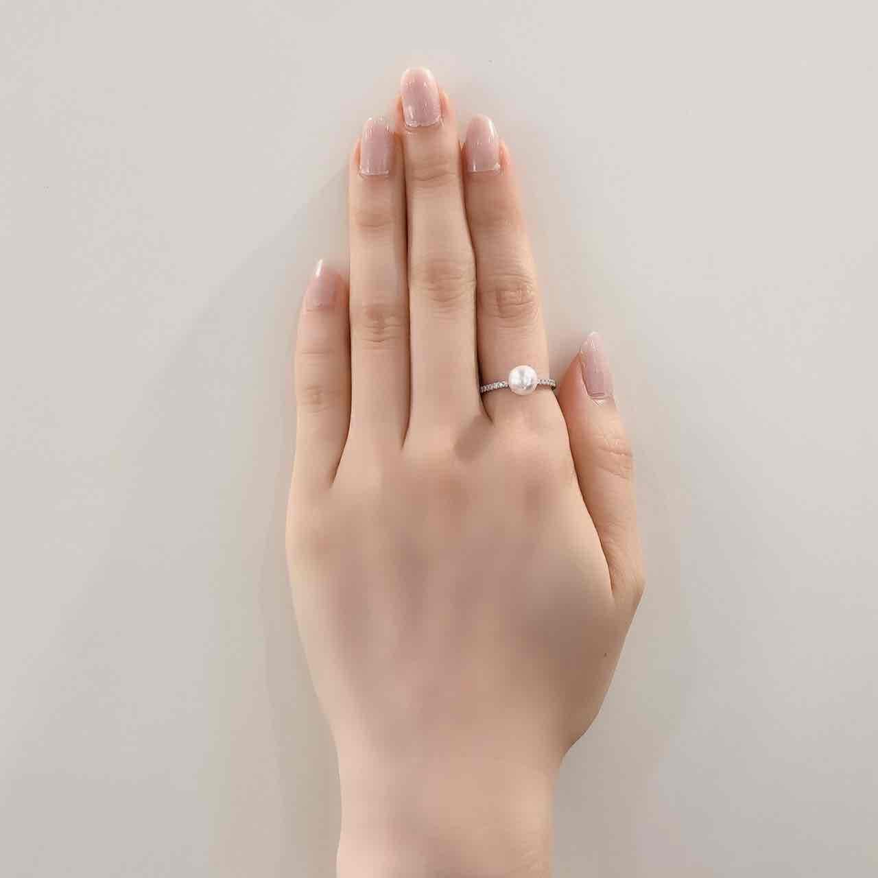Akoya pearl platinum diamond ring/アコヤ真珠プラチナダイヤモンドリング-4