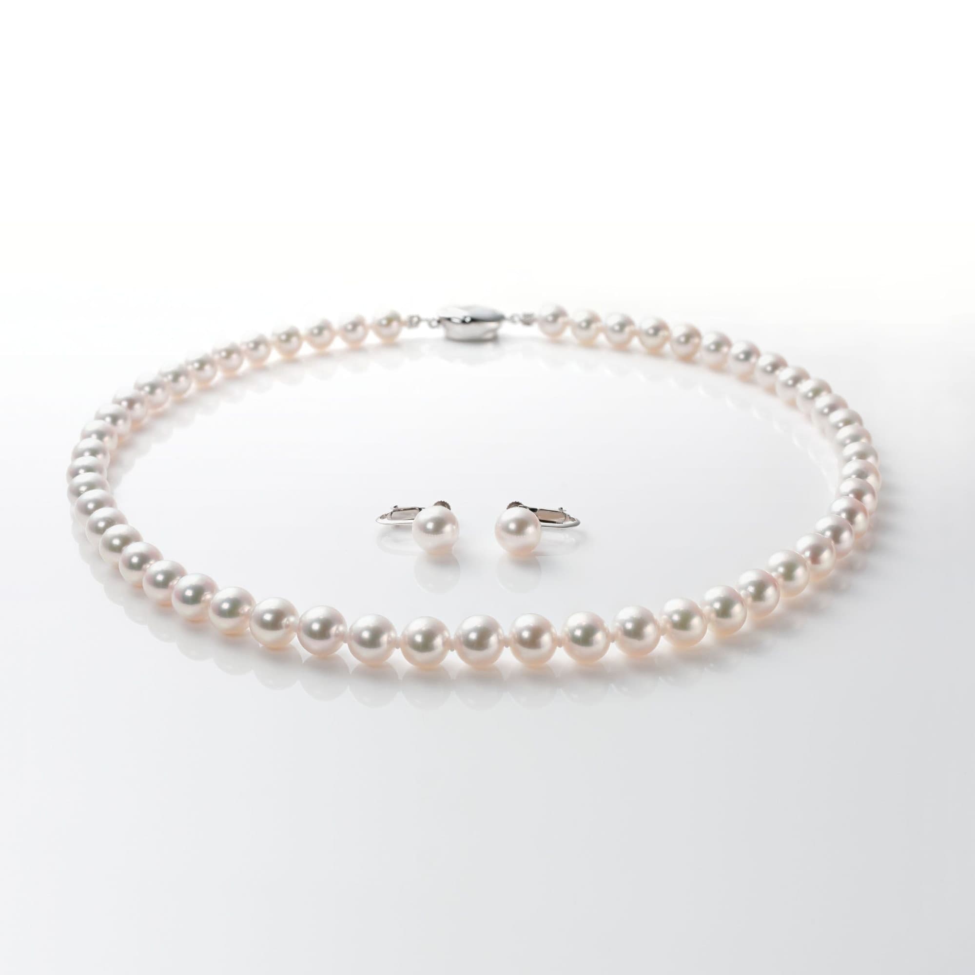 Akoya pearl necklace & pearl earrings set【L】/アコヤ真珠ネックレス＆イヤリングセット Mサイズ-1