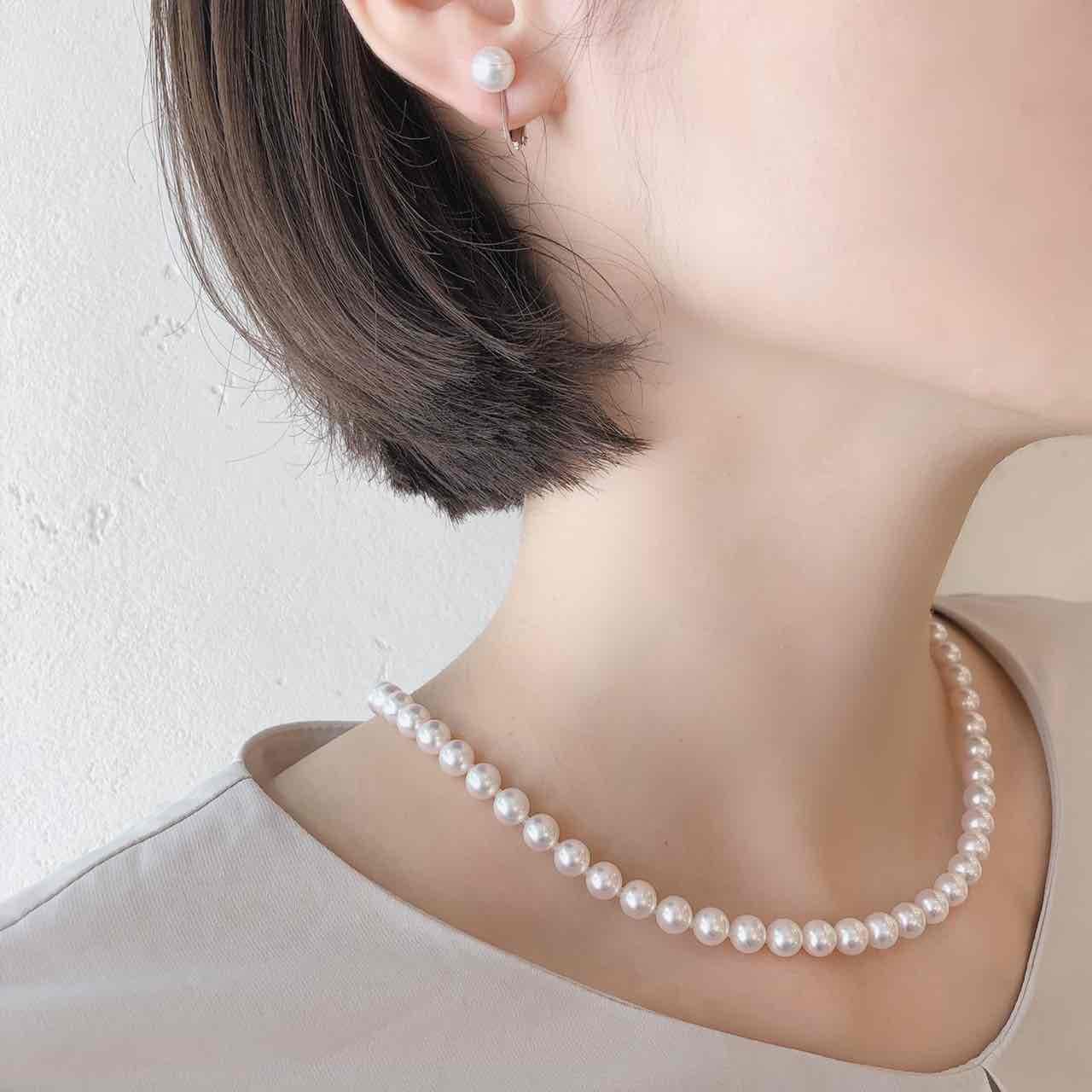Akoya pearl necklace & pearl earrings set【HANADAMA】/アコヤ真珠ネックレス＆イヤリングセット 特選花珠-2